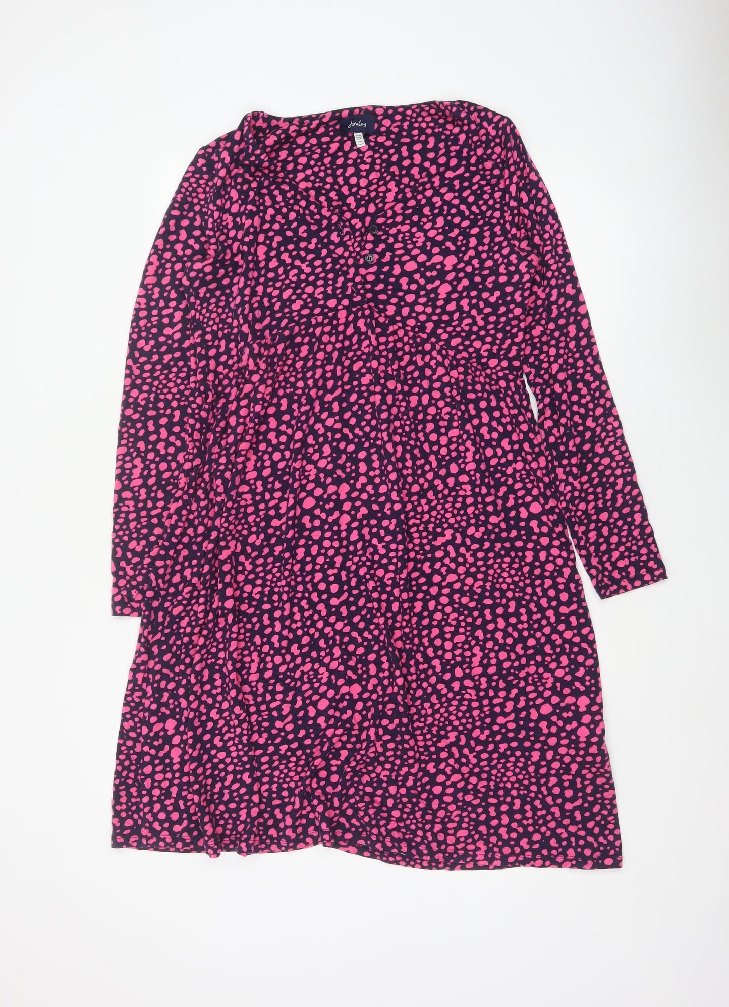 Joules Women’s Blue Pink Animal Print Fit & Flare Dress UK 12