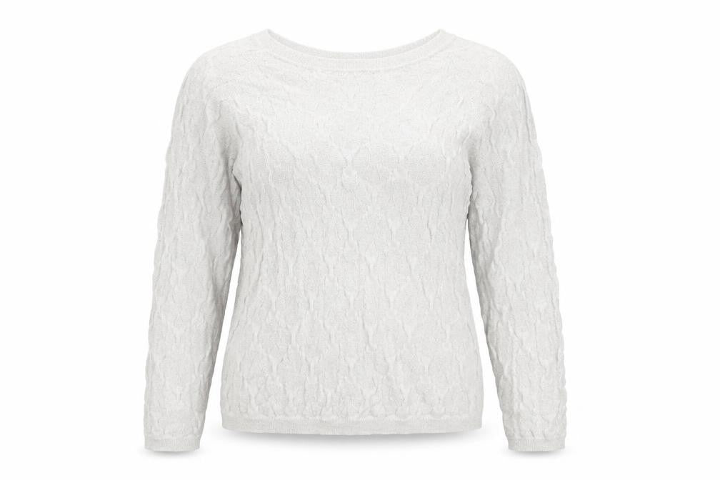 Savida Women Silver Cable Knit Crew Neck Jumper Size S