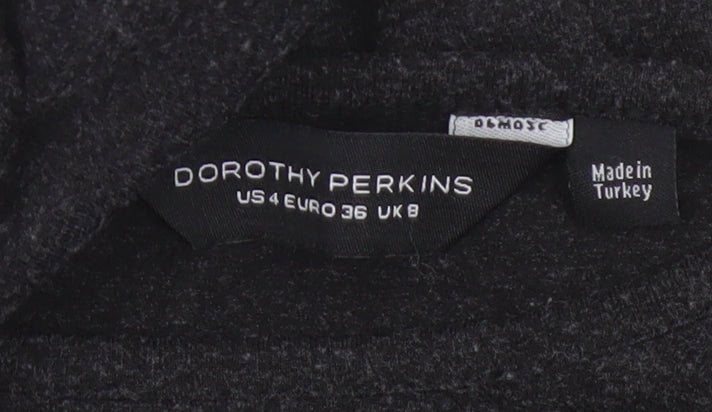 Dorothy Perkins Women Black UK 8 Fit & Flare Knit Bell Sleeve Dress