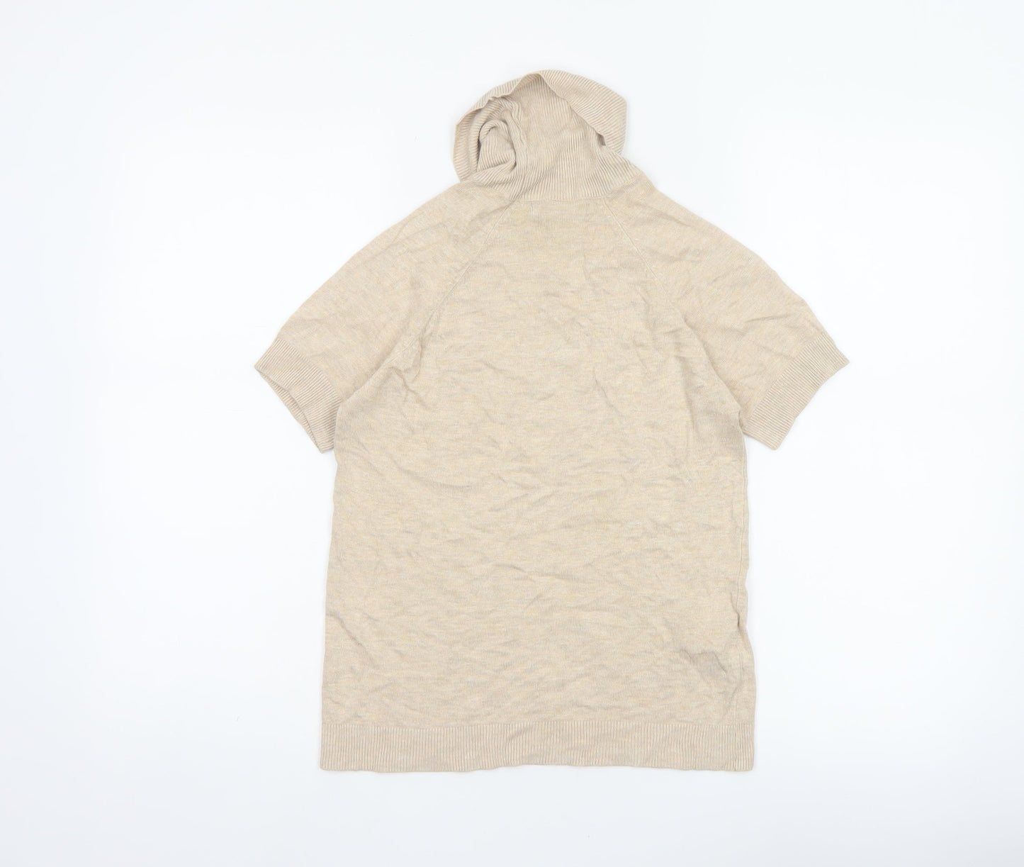 MNG Basics Women Beige S Roll Neck Short Sleeve Knit Jumper