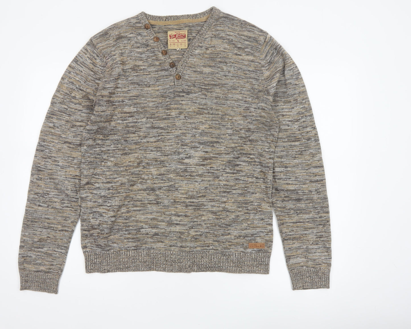 Edc Brand Men's Multicoloured S Cotton Knit Henley Jumper