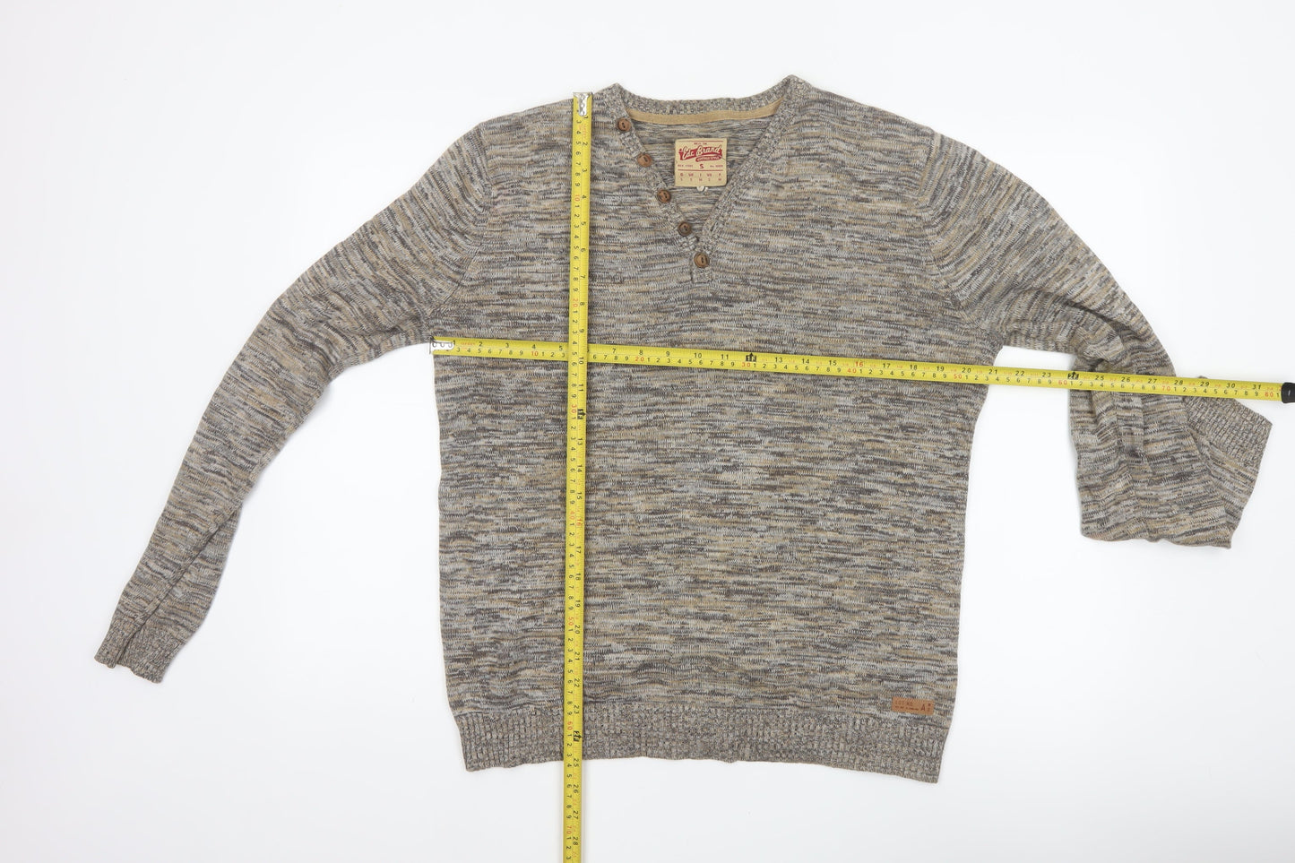 Edc Brand Men's Multicoloured S Cotton Knit Henley Jumper