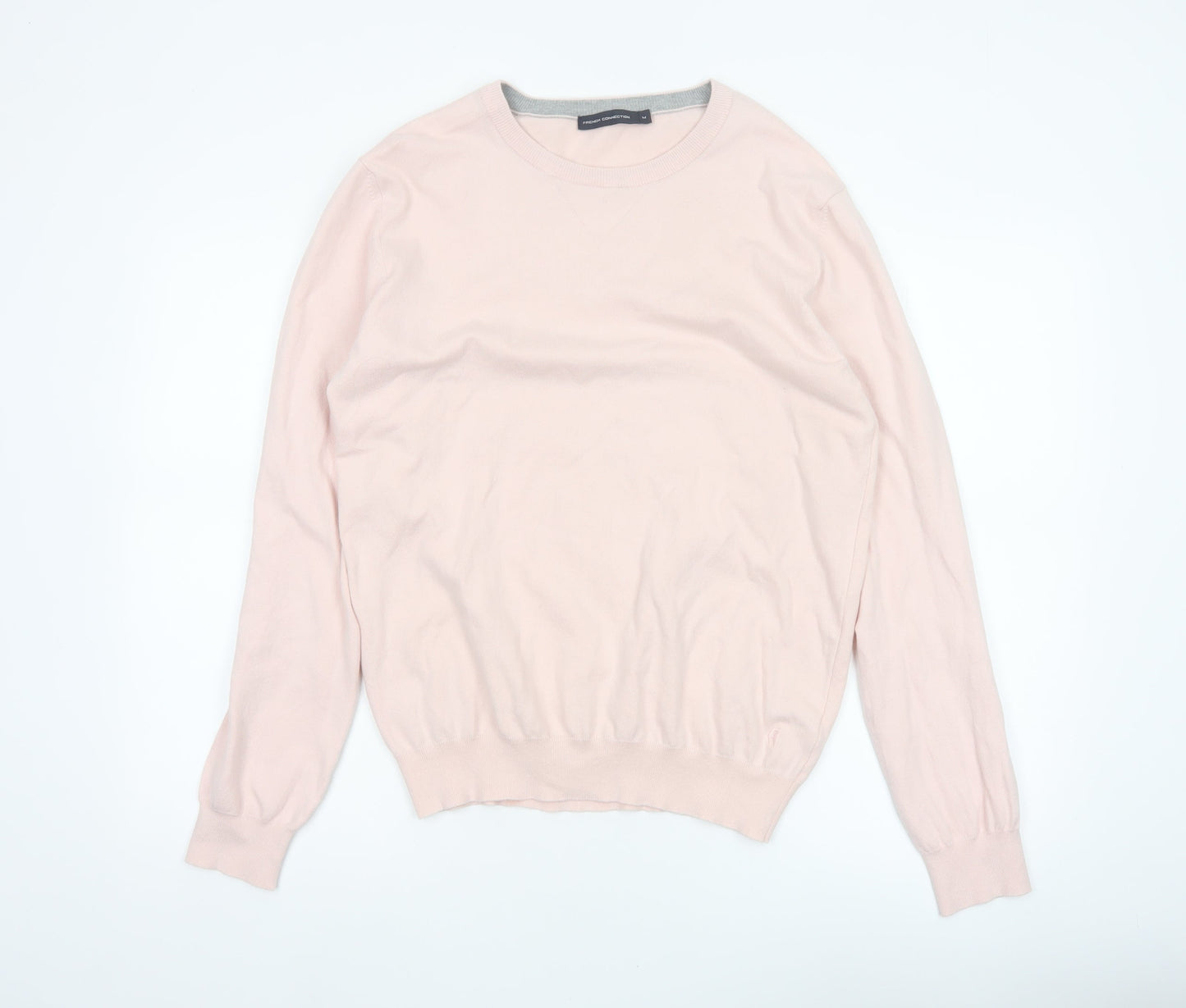 French Connection Men’s Pink M Crew Neck Cotton Knit Pullover Jumper