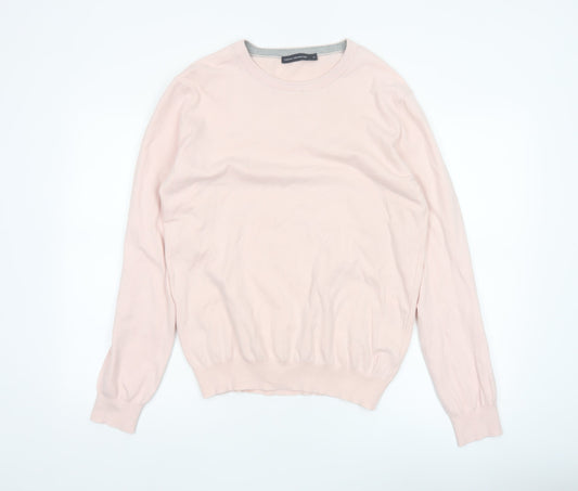 French Connection Men’s Pink M Crew Neck Cotton Knit Pullover Jumper
