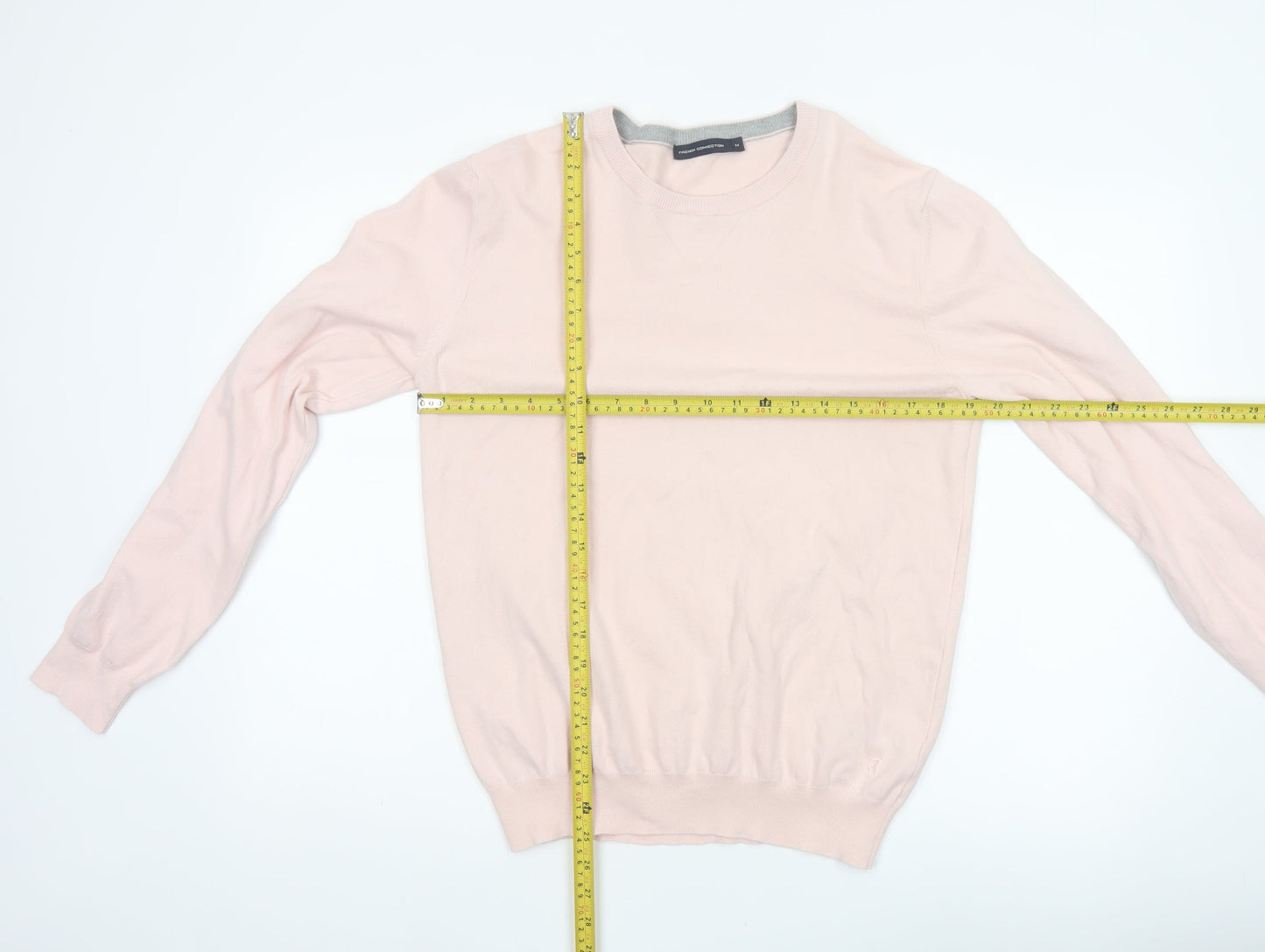 French Connection Men’s Pink M Crew Neck Cotton Knit Pullover Jumper