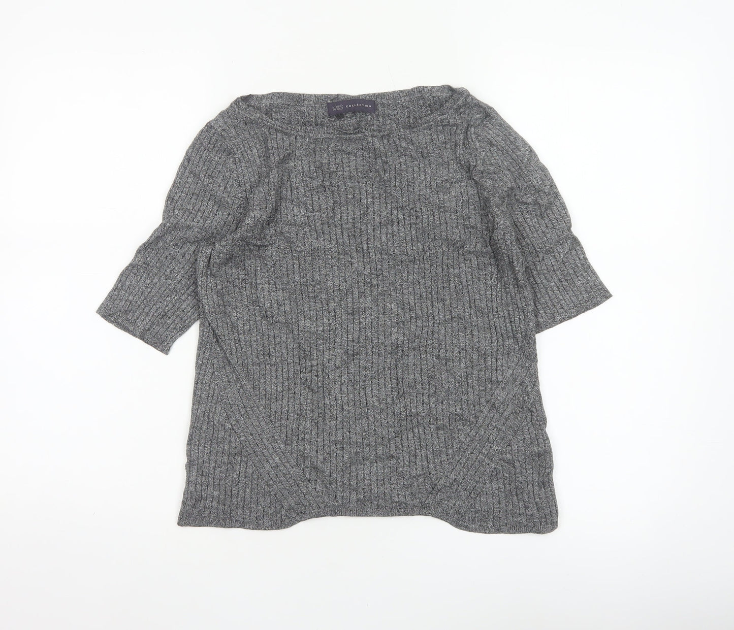 M&S Collection Women’s Grey Marl Knit Pullover Jumper UK 14 3/4 Sleeve