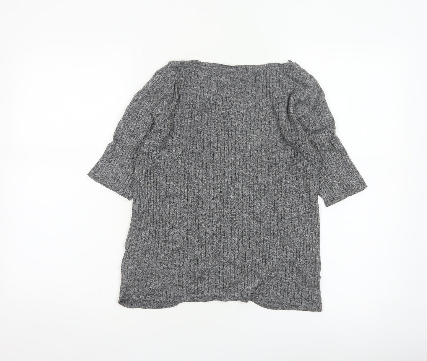 M&S Collection Women’s Grey Marl Knit Pullover Jumper UK 14 3/4 Sleeve