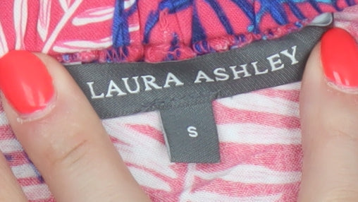 Laura Ashley Women Pink Tropical Leaf Off Shoulder Tunic Blouse S
