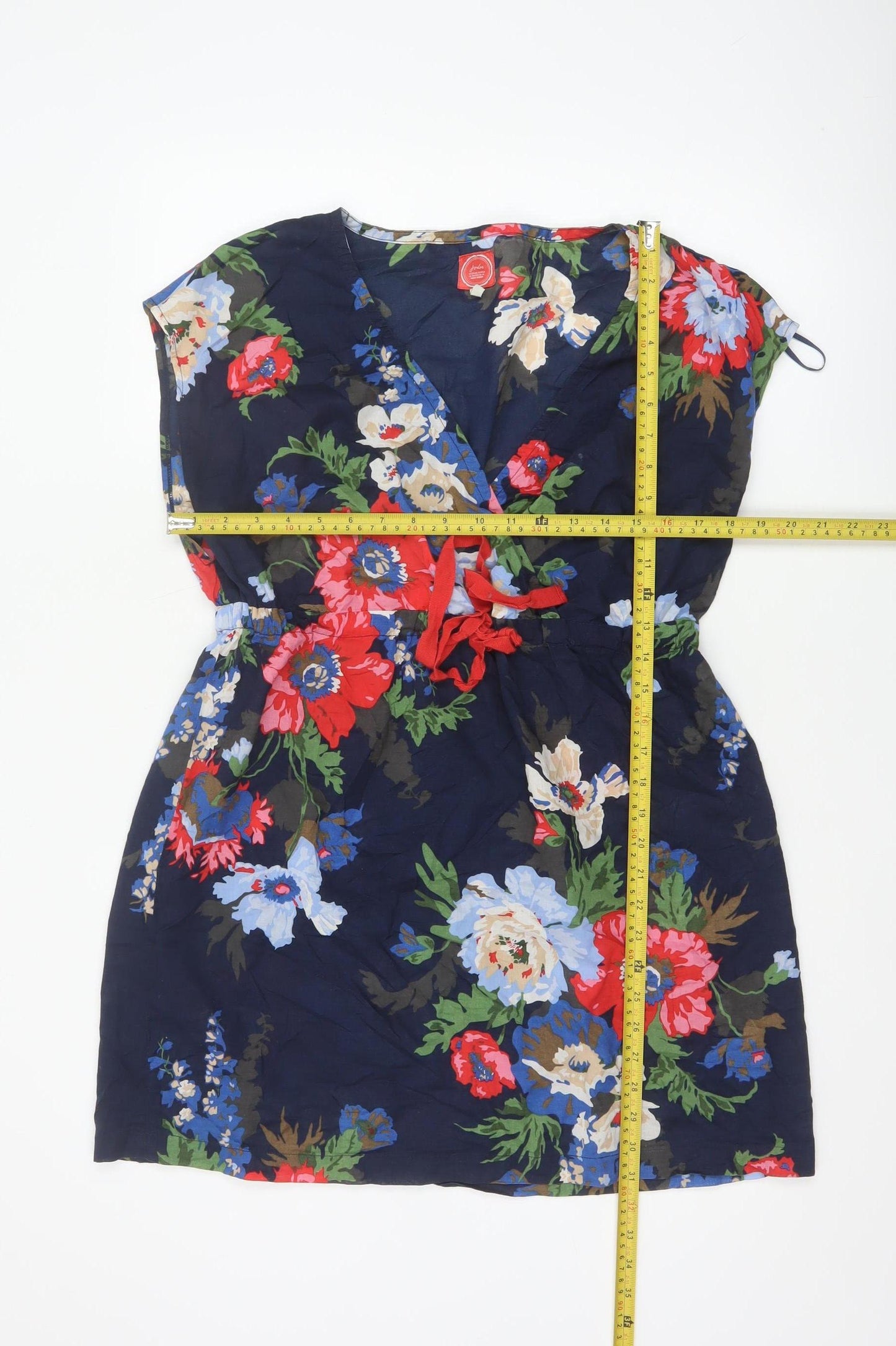 Joules Women Blue Floral Cotton Fit & Flare Knee Dress UK 14