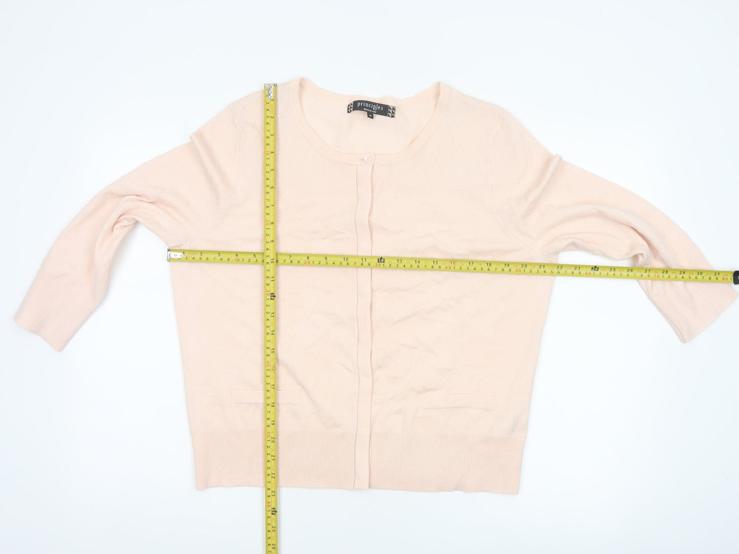Principles Women Pink Size 18 Button Knit Cardigan with Pockets