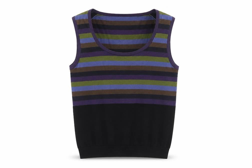 John Smedley Women Multicoloured Stripe Cotton Vest Jumper Size S