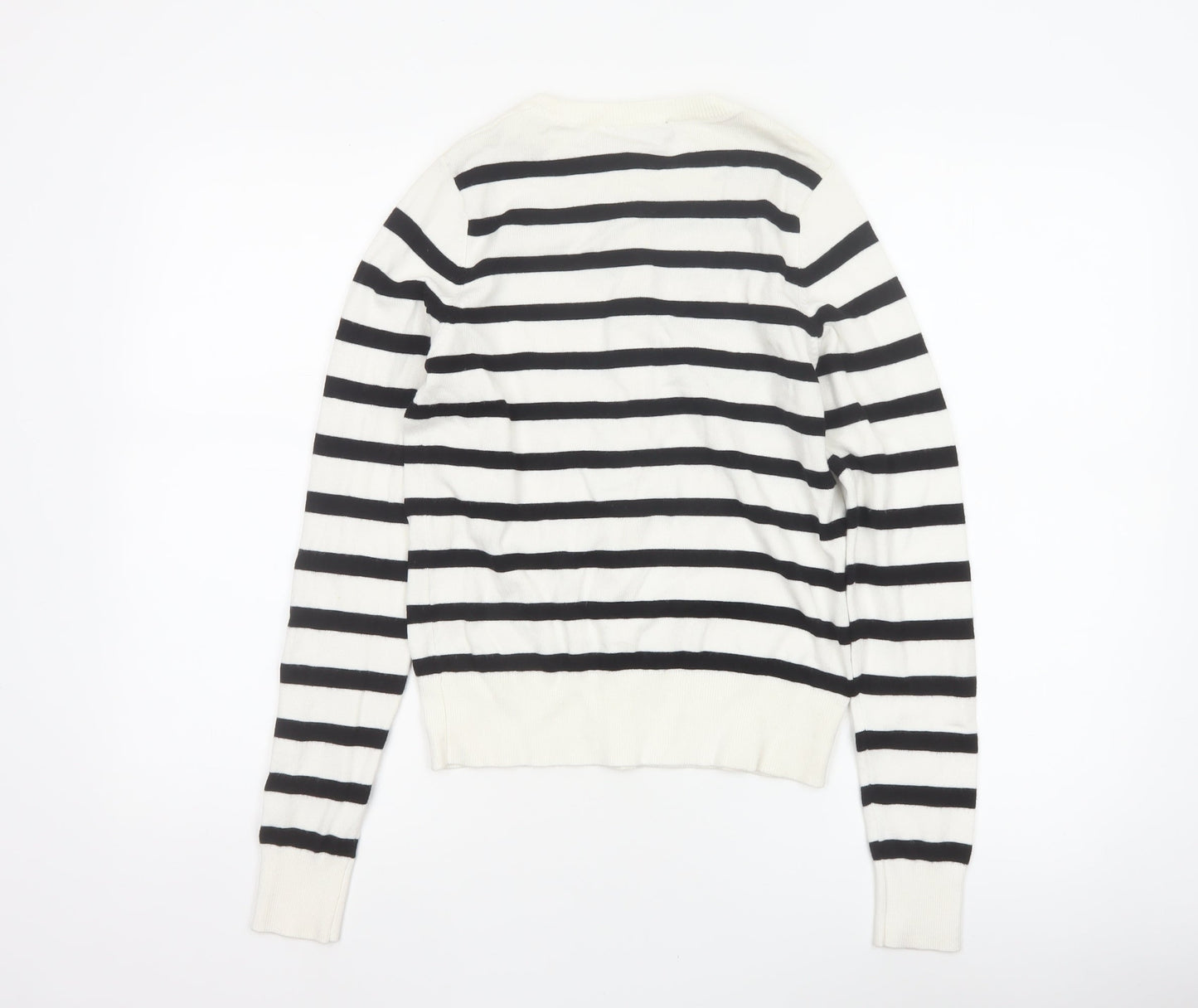 New Look Women’s Ivory Black Stripe Knit Button Cardigan UK 8