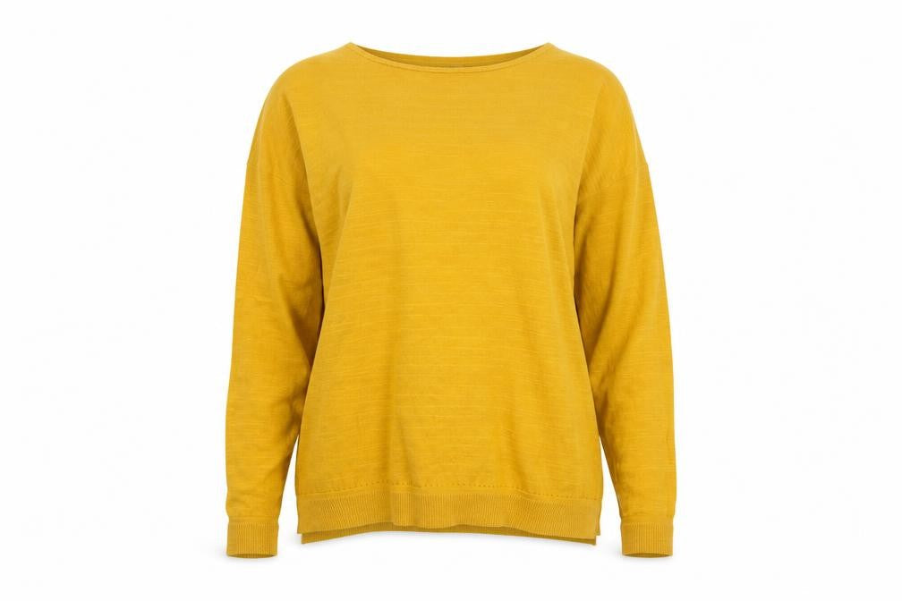 White Stuff Women Yellow Cotton Linen Knit Pullover Jumper UK 18