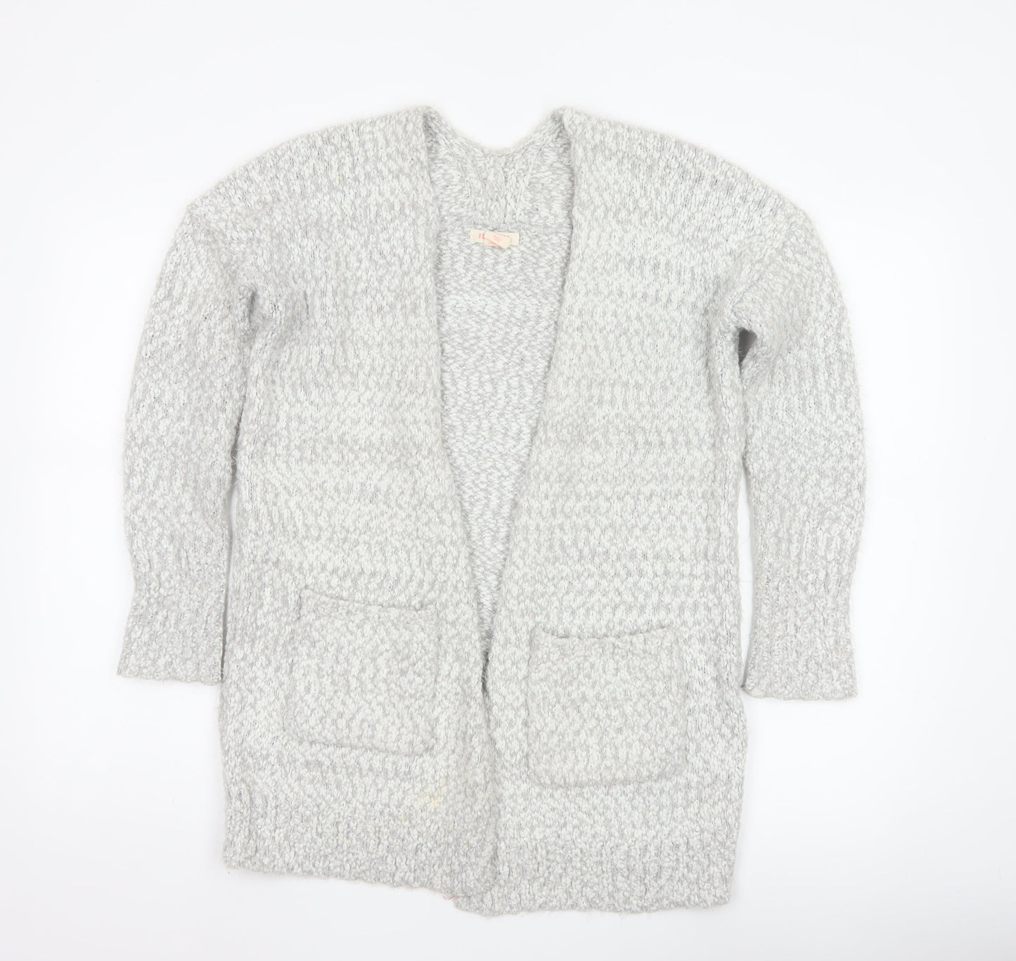 For Three Women Grey S Chunky Knit Open Longline Cardigan Pockets