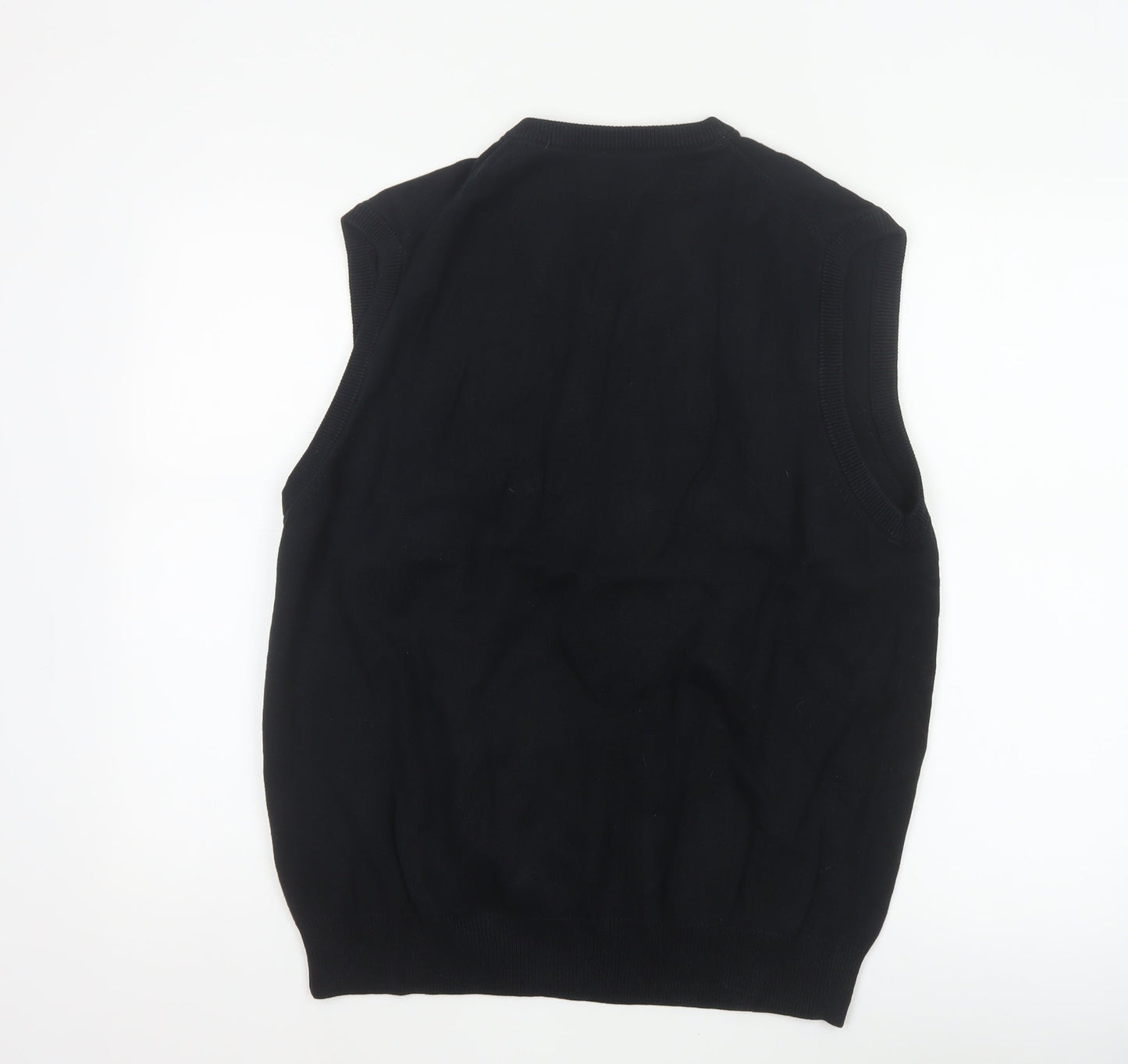 Blue Harbour Mens Black L V-Neck Cotton Knit Sleeveless Jumper Vest