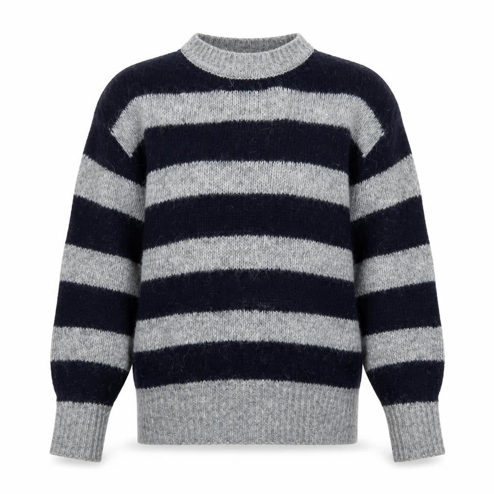Zara Women Grey Black Striped Knit Pullover Jumper Size S Wool Blend