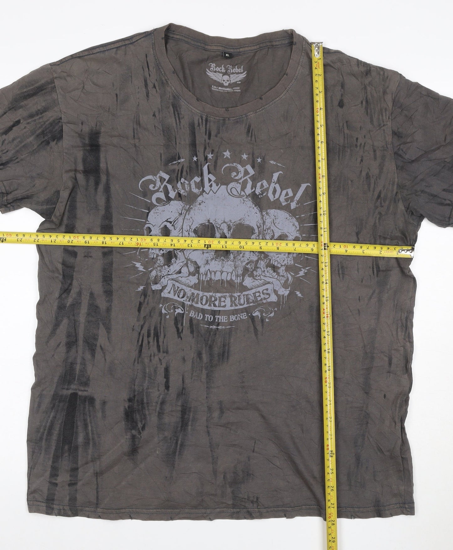 Rock Rebel Men's Grey XL Skull Graphic Rock T-Shirt Cotton