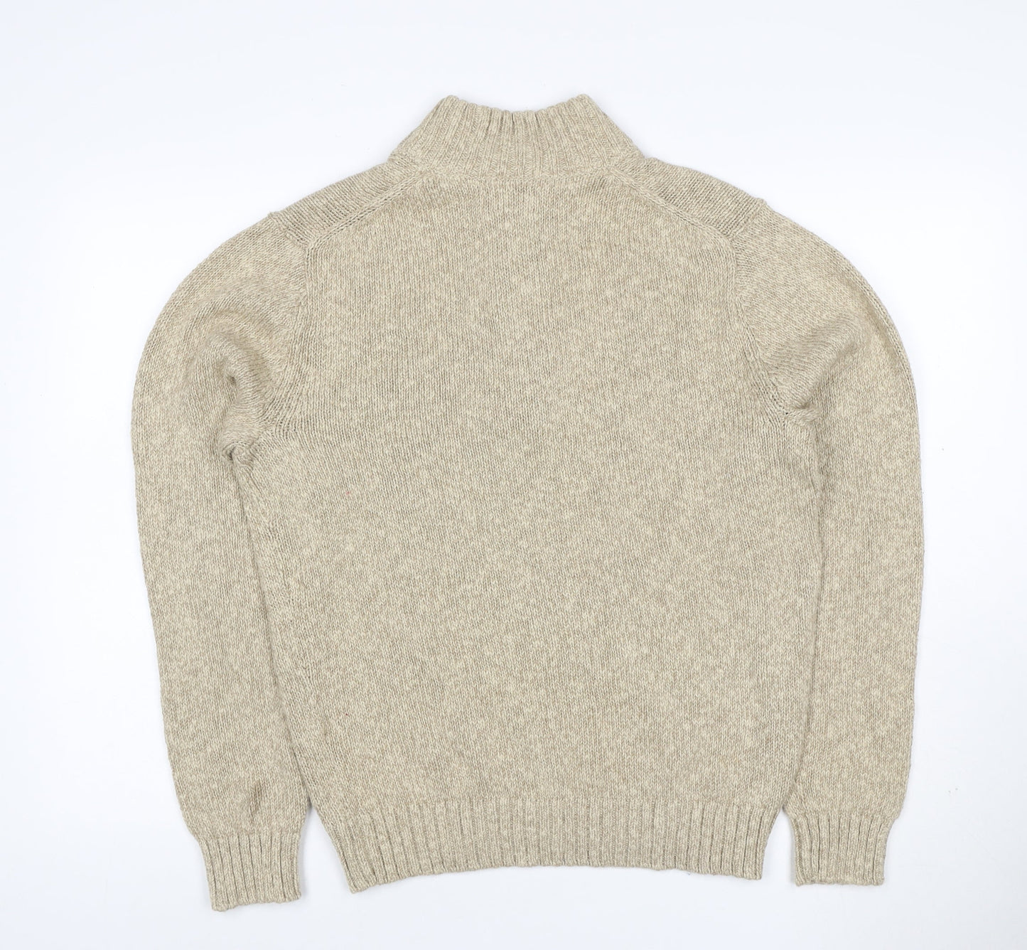 L.L.Bean Men’s Beige Cotton Henley Jumper Size S Chunky Knit