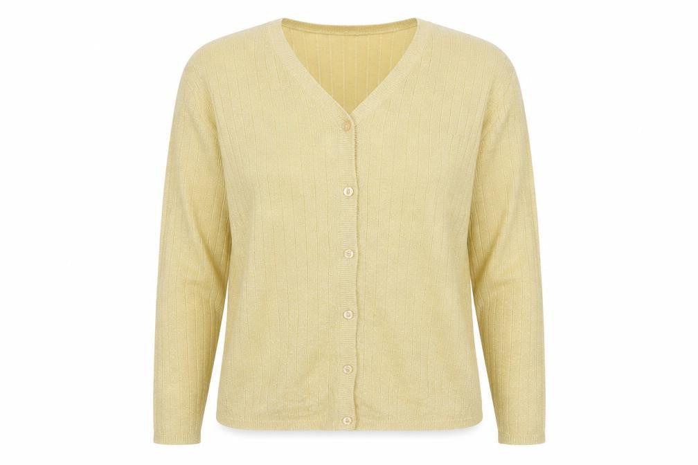 Sago Harbor Women Gold L Metallic Rib Knit V-Neck Cardigan