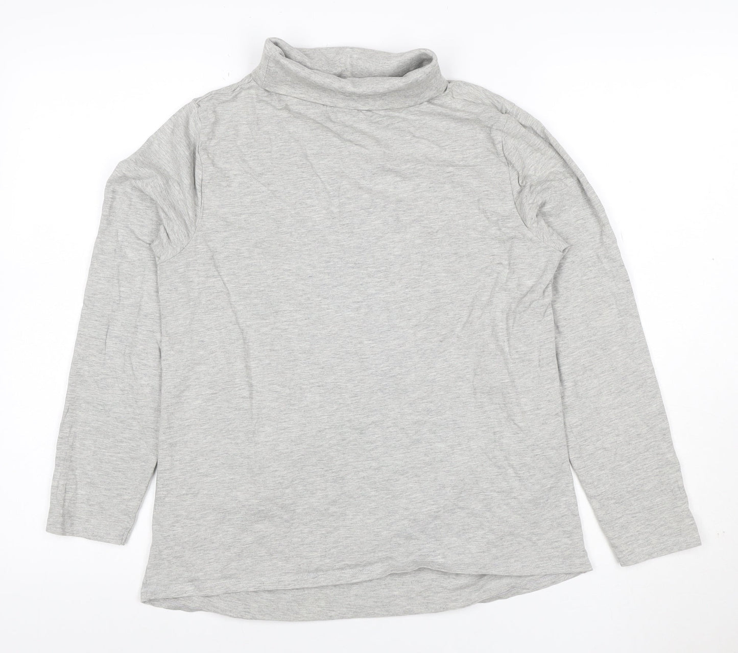Threadbare Women Grey Size 12 Basic Roll Neck Long Sleeve T-Shirt