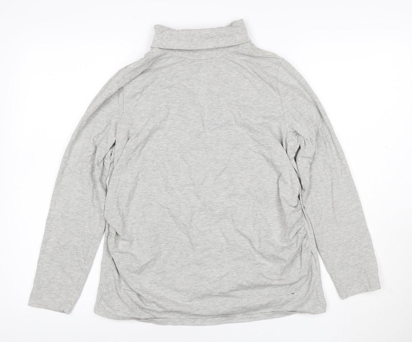 Threadbare Women Grey Size 12 Basic Roll Neck Long Sleeve T-Shirt
