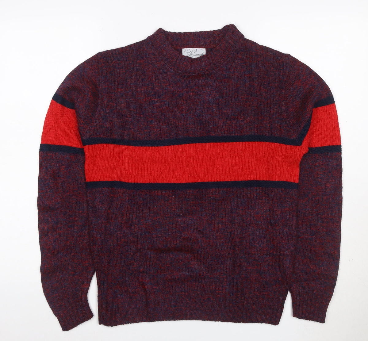 Back view of Pinnacle Men's Multicoloured S Striped Crew Neck Vintage jumper