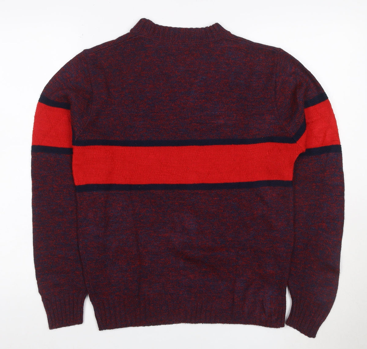 Close-up detail of Pinnacle Men's Multicoloured S Striped Crew Neck Vintage jumper