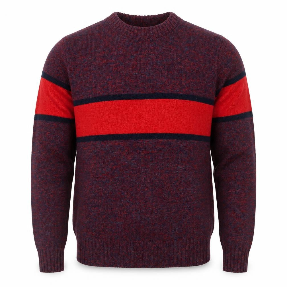 Front view of Pinnacle Men's Multicoloured S Striped Crew Neck Vintage jumper