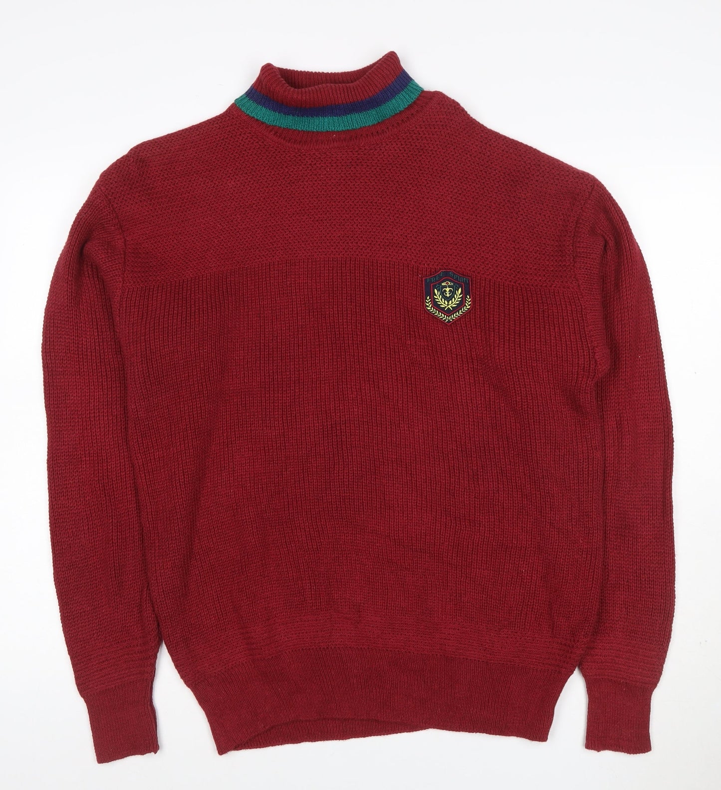 South Mountain Men's Red XL Ramie Cotton Roll Neck Logo Jumper