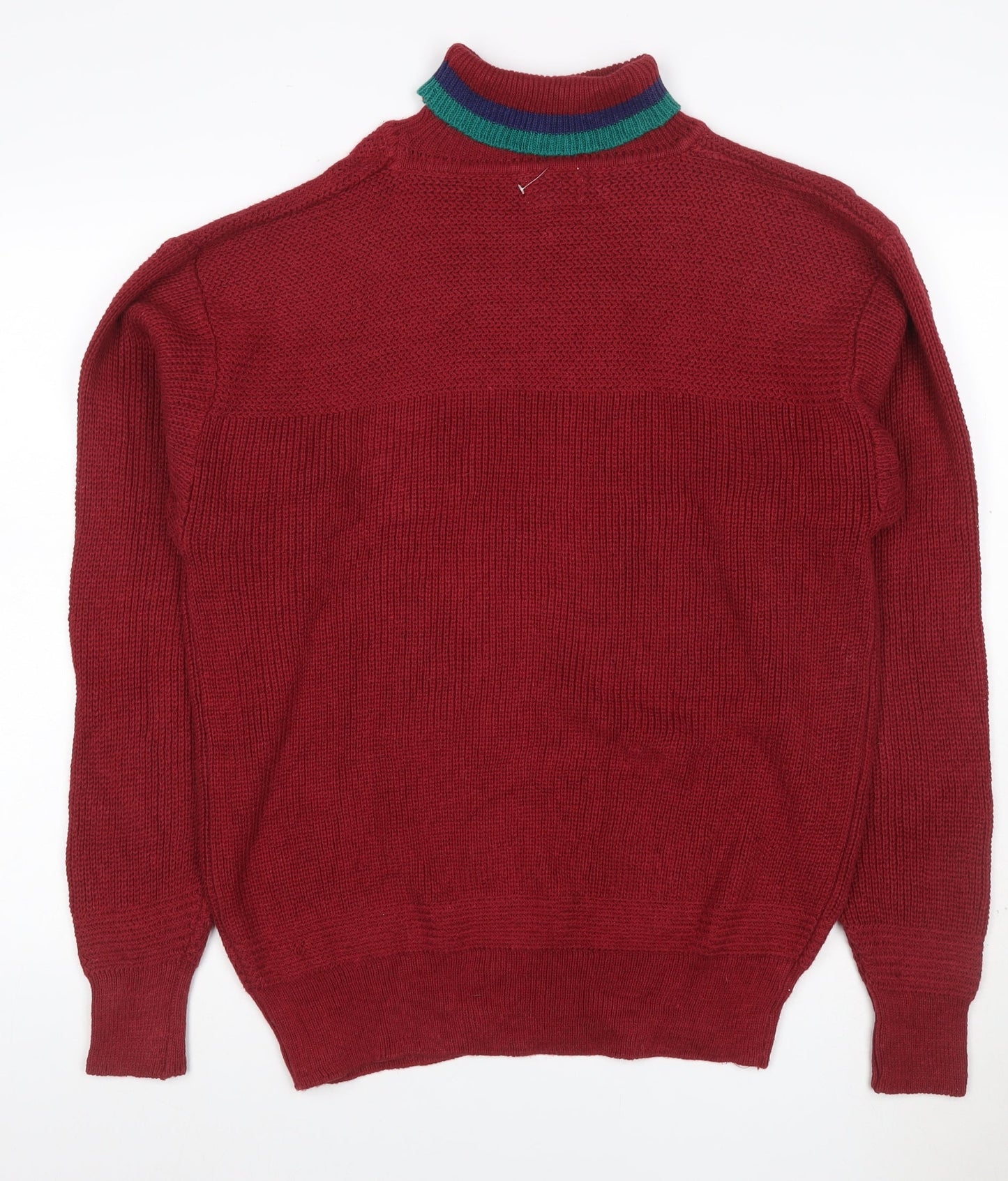 South Mountain Men's Red XL Ramie Cotton Roll Neck Logo Jumper