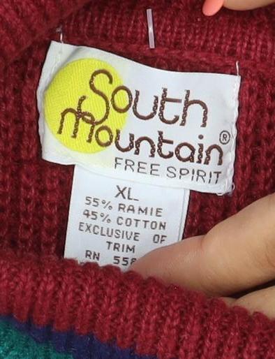 South Mountain Men's Red XL Ramie Cotton Roll Neck Logo Jumper