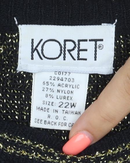 Koret Women’s Black Gold Argyle Glitter Knit Jumper UK 22 Vintage