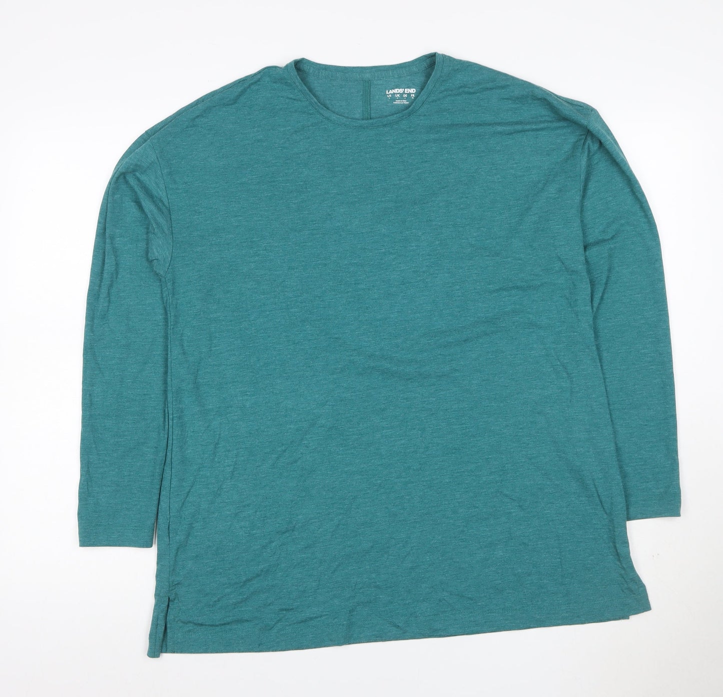 Lands' End Women Green UK 16 Modal Stretch Long Sleeve Tunic T-Shirt