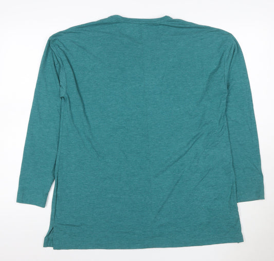 Lands' End Women Green UK 16 Modal Stretch Long Sleeve Tunic T-Shirt