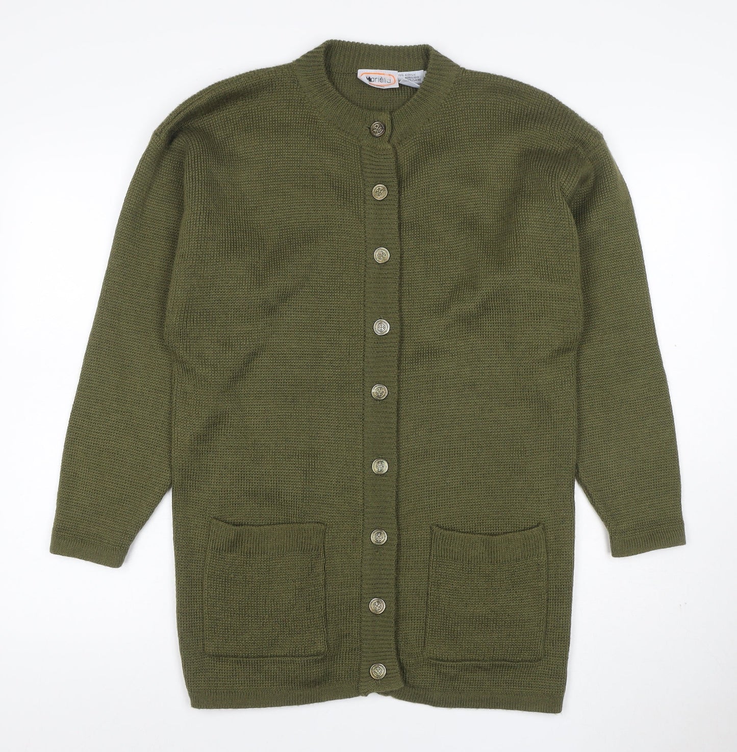 Mariella Women’s Green Size S Button Front Knit Cardigan with Pockets