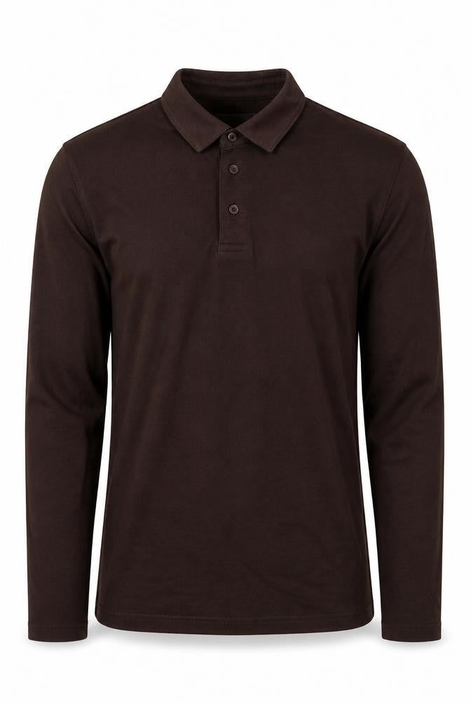 Fairlane & Sons Men’s Brown S Long Sleeve Button Polo Shirt