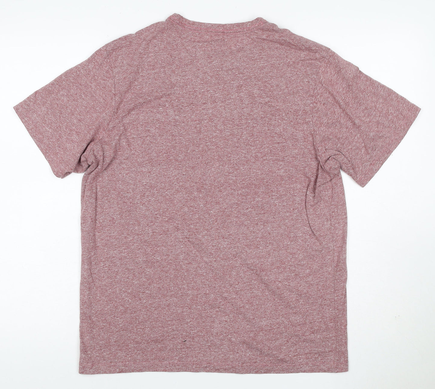 Pull&Bear Men’s Pink Marl Cotton Crew Neck Short Sleeve T-Shirt M