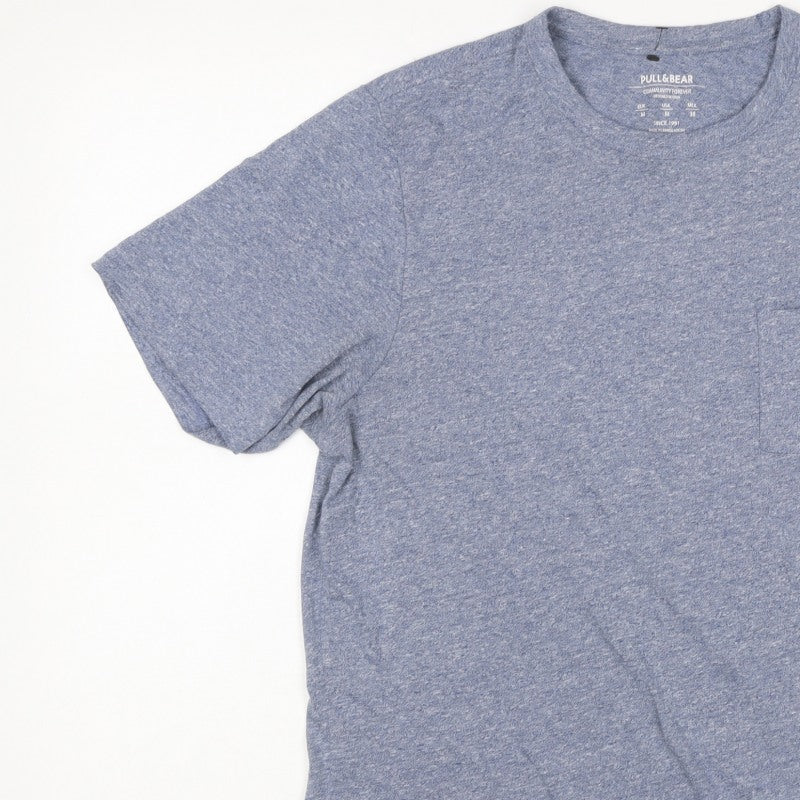 Additional view of Pull&Bear Men's Blue Marl Pocket Crew Neck Short Sleeve T-Shirt M