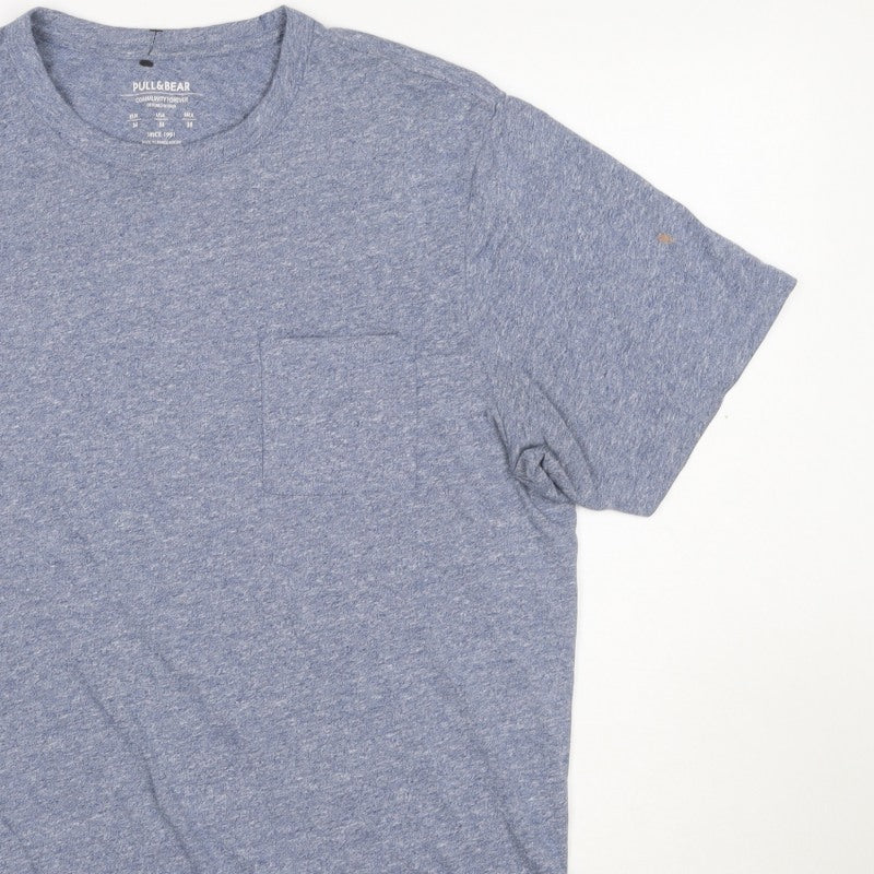 Additional view of Pull&Bear Men's Blue Marl Pocket Crew Neck Short Sleeve T-Shirt M