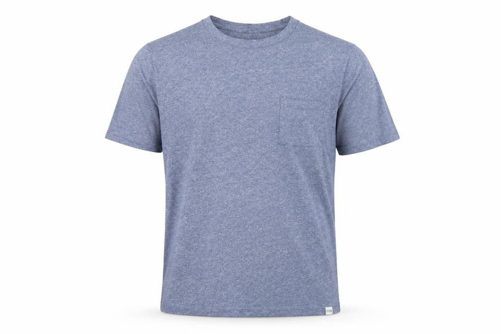 Front view of Pull&Bear Men's Blue Marl Pocket Crew Neck Short Sleeve T-Shirt M