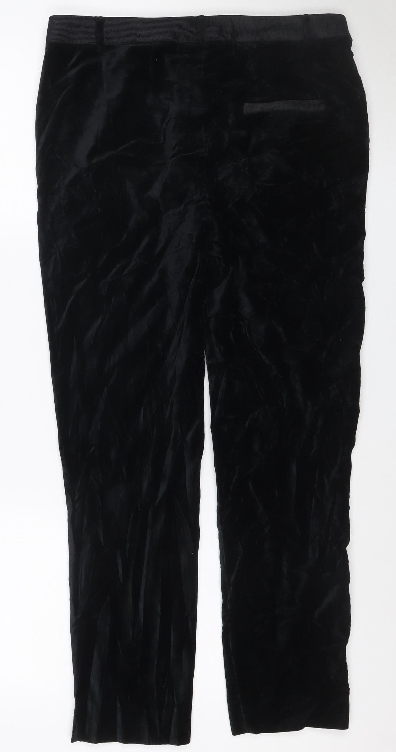 Marks & Spencer Women Black UK 10 Regular Velour Jogger Trousers
