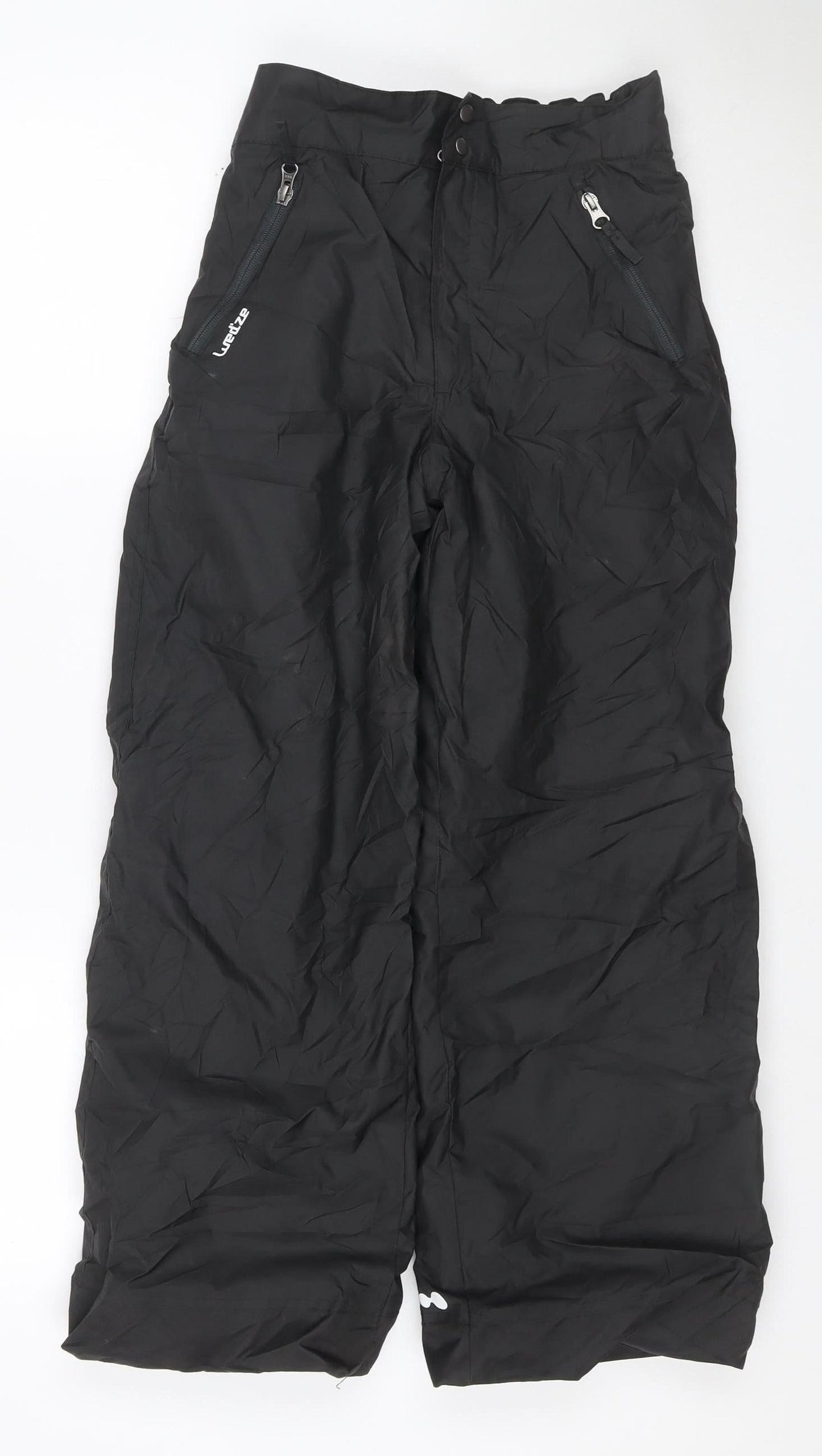 Wedze Boys Black 12 Years Snow Pants Ski Trousers Insulated Zip Pockets