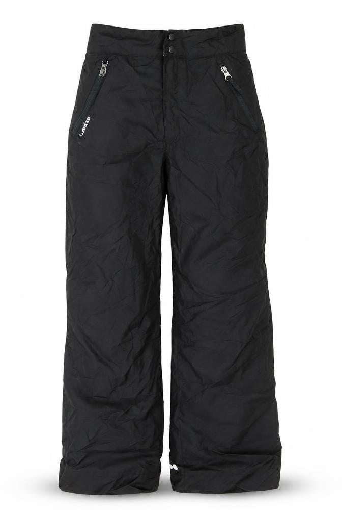 Front view of Wedze boys’ black 12 years snow pants ski trousers insulated zip pockets