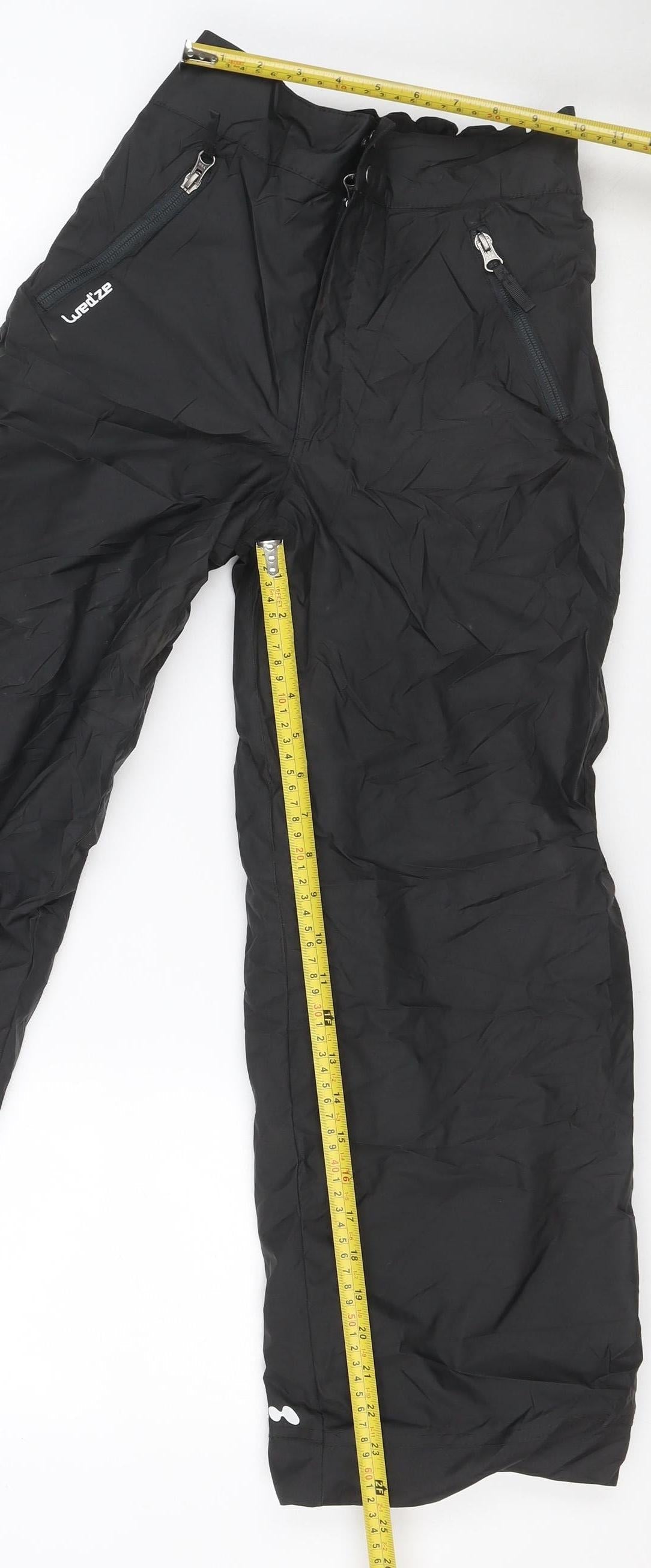 Wedze Boys Black 12 Years Snow Pants Ski Trousers Insulated Zip Pockets