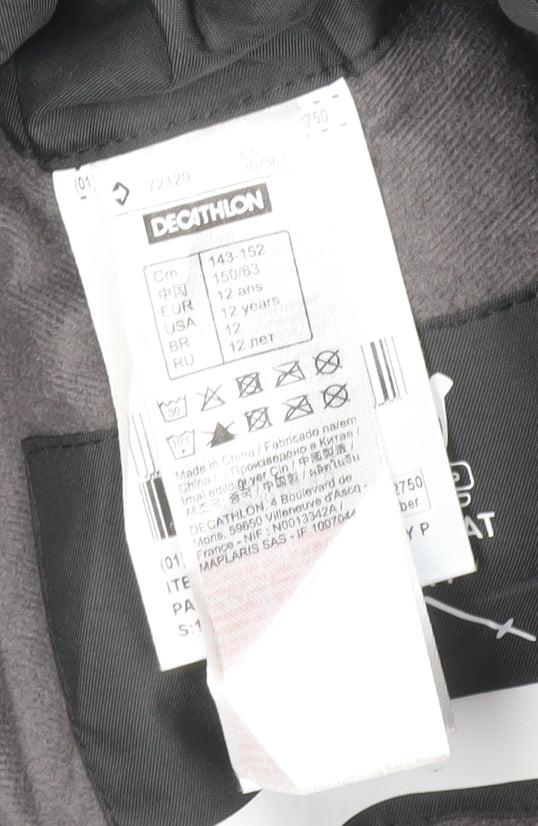 Wedze Boys Black 12 Years Snow Pants Ski Trousers Insulated Zip Pockets