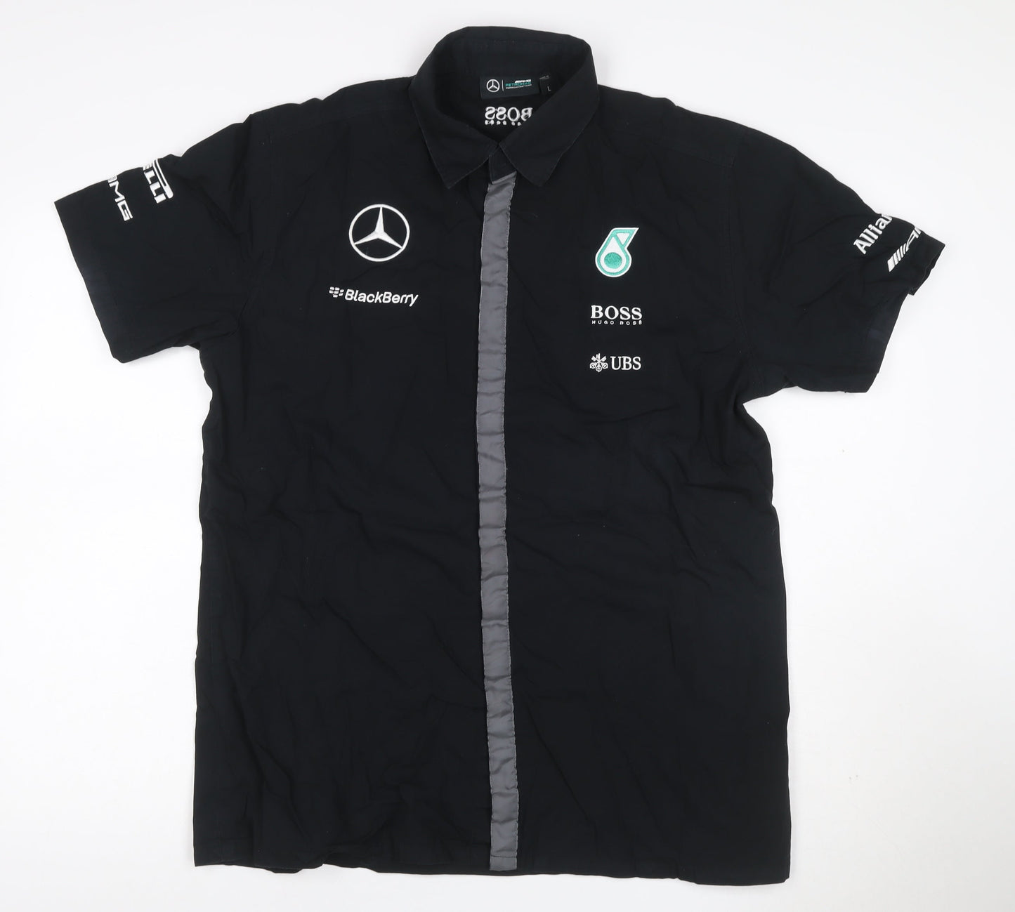 Hugo Boss Men’s Black L Mercedes AMG Petronas F1 Button-Up Shirt