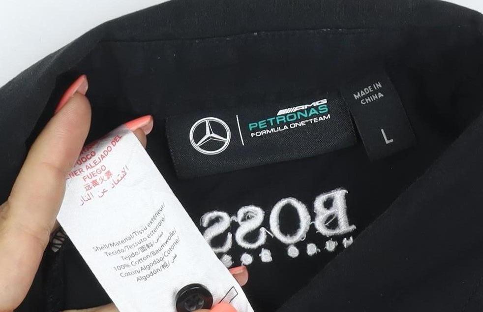 Hugo Boss Men’s Black L Mercedes AMG Petronas F1 Button-Up Shirt