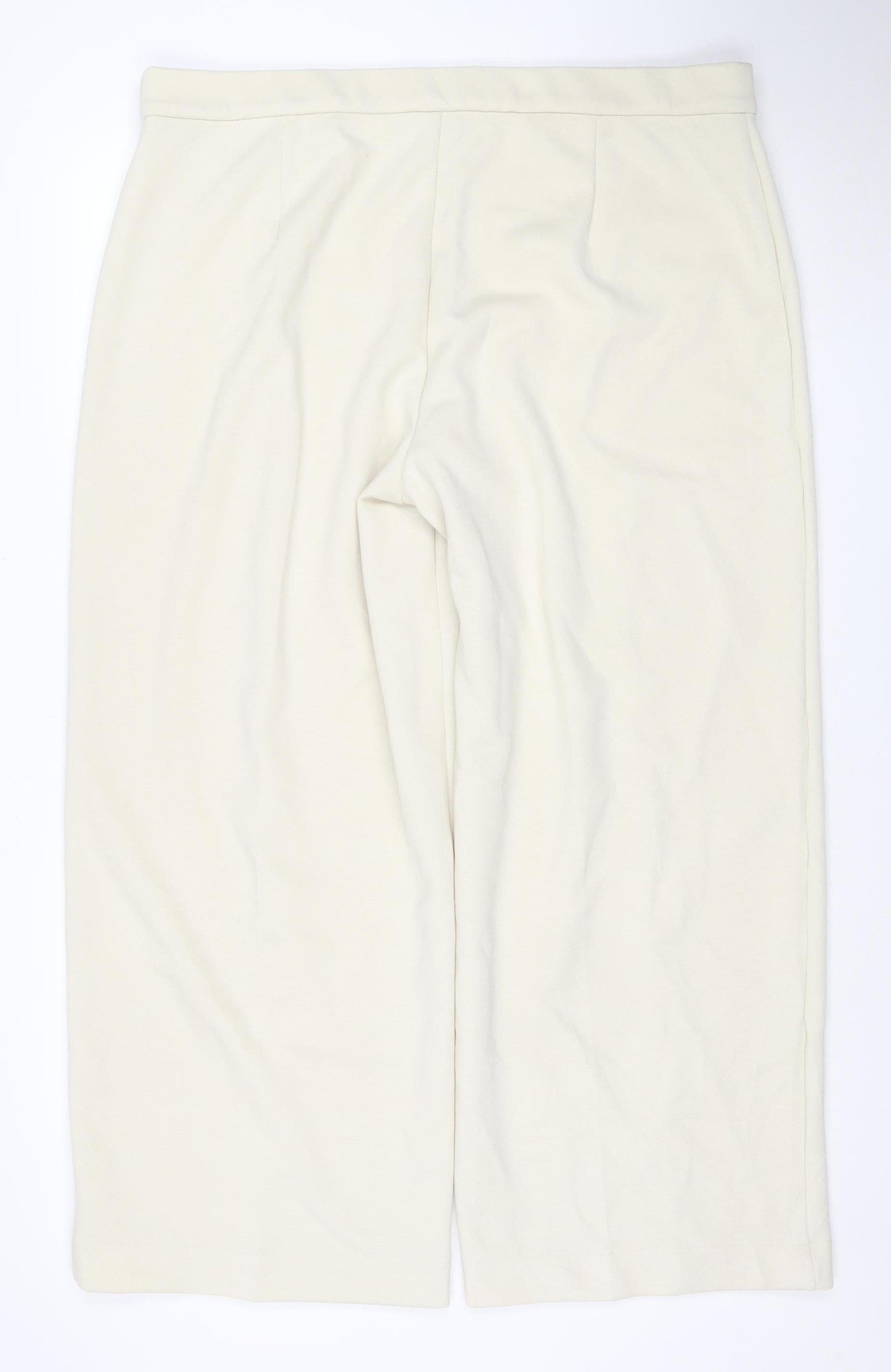 Marks & Spencer Women Ivory Size 22 Regular Wide-Leg Trousers