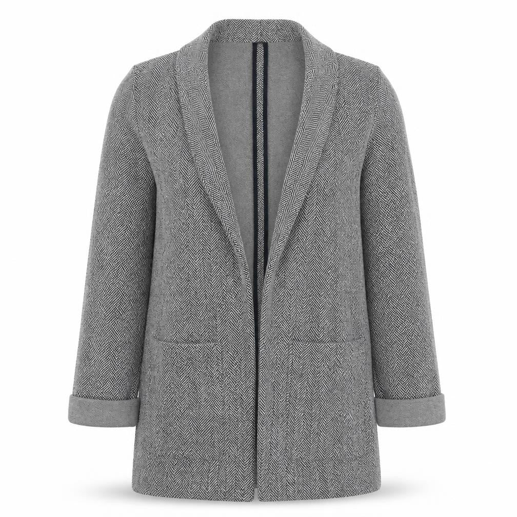 Topshop Tall Women’s Grey Herringbone Knit Open Coatigan UK 8
