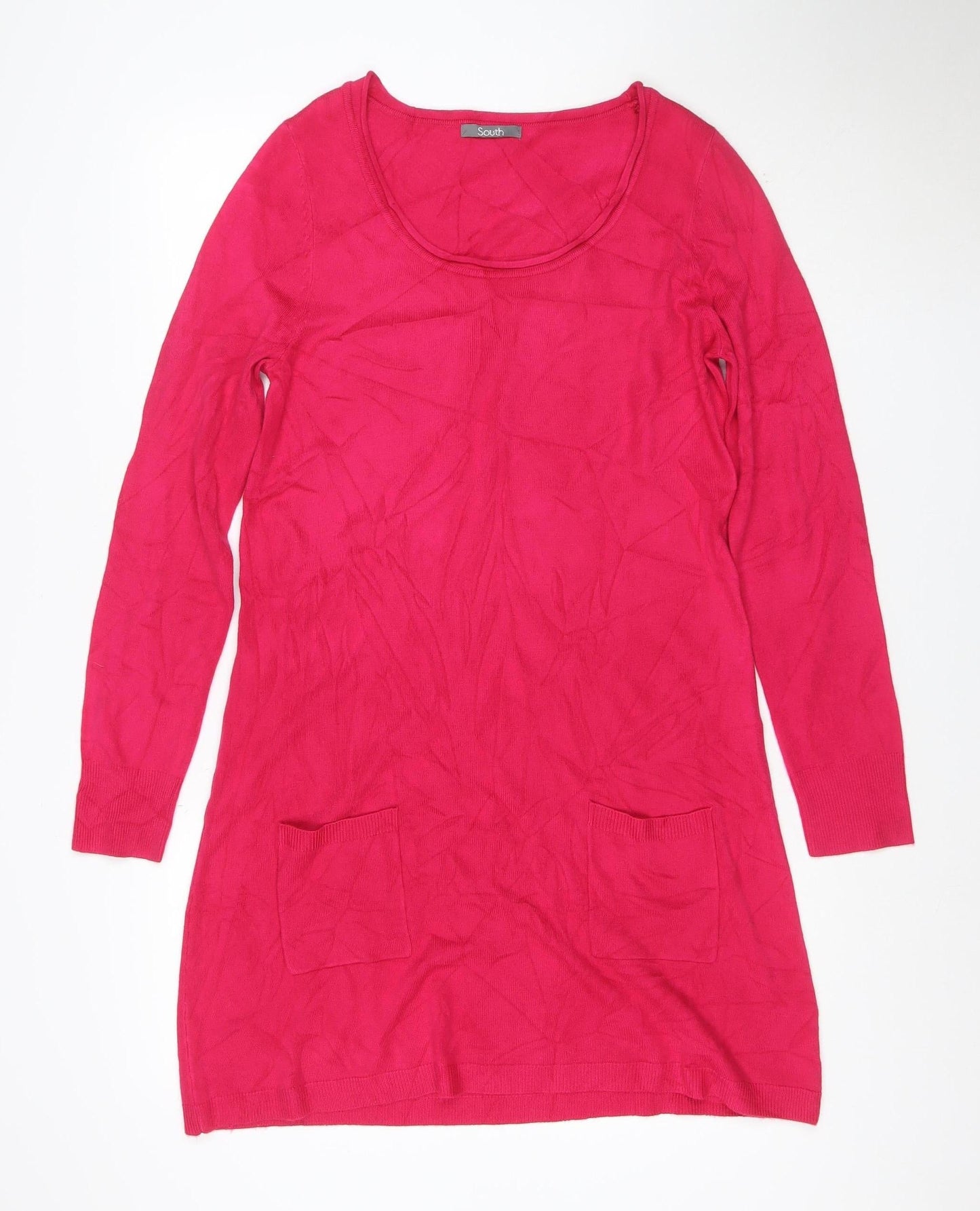South Women’s Pink Size 14 Knit Jumper Dress Long Sleeve Pockets